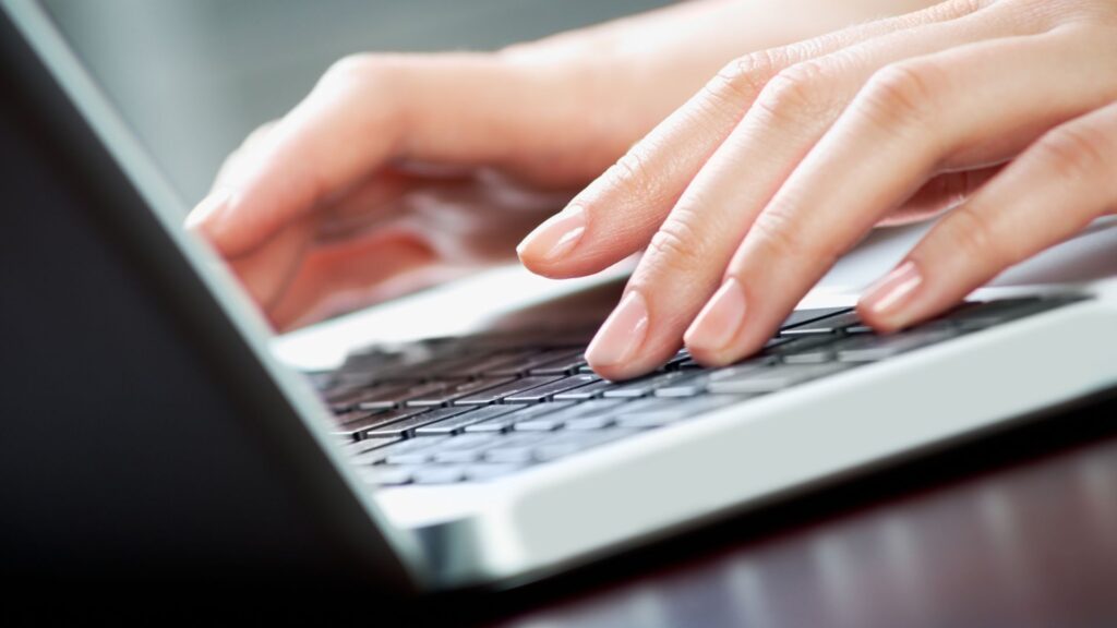 woman typing