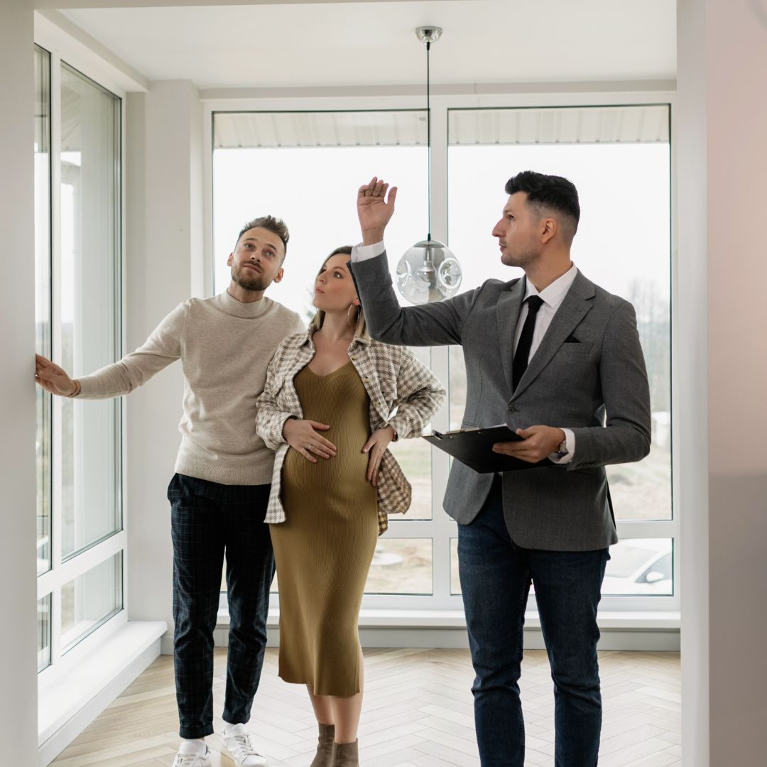 people looking at a home