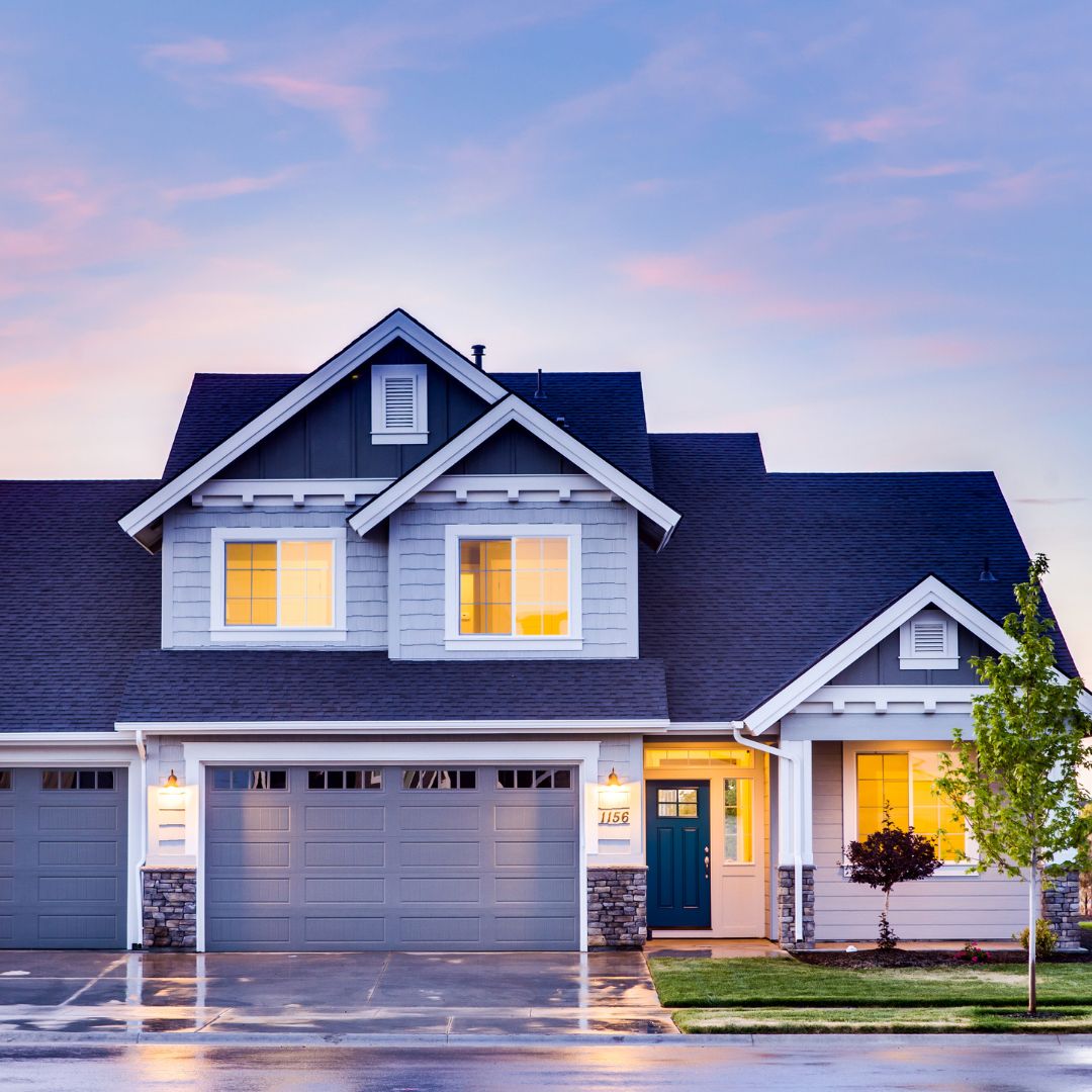 nice house at sunset