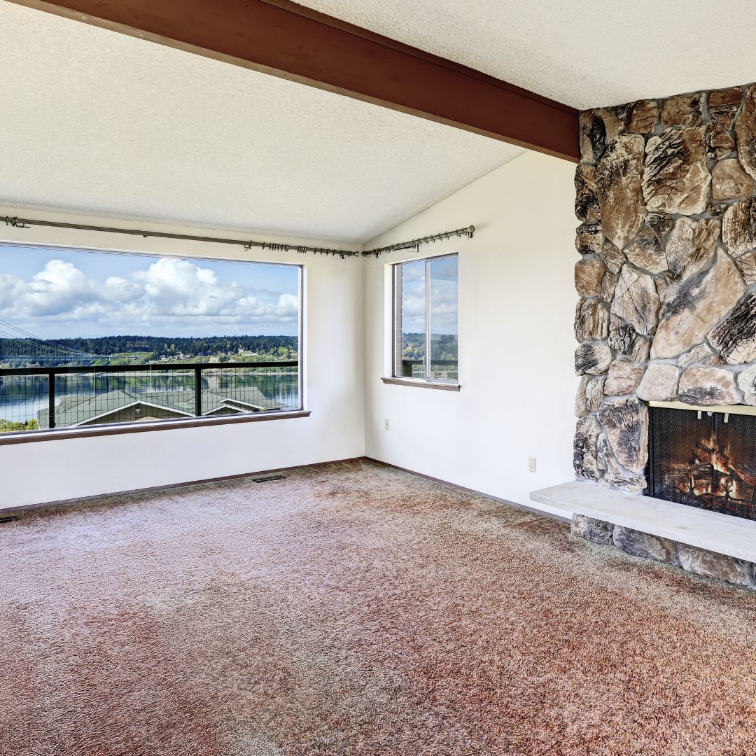 house with a view of the river out the window