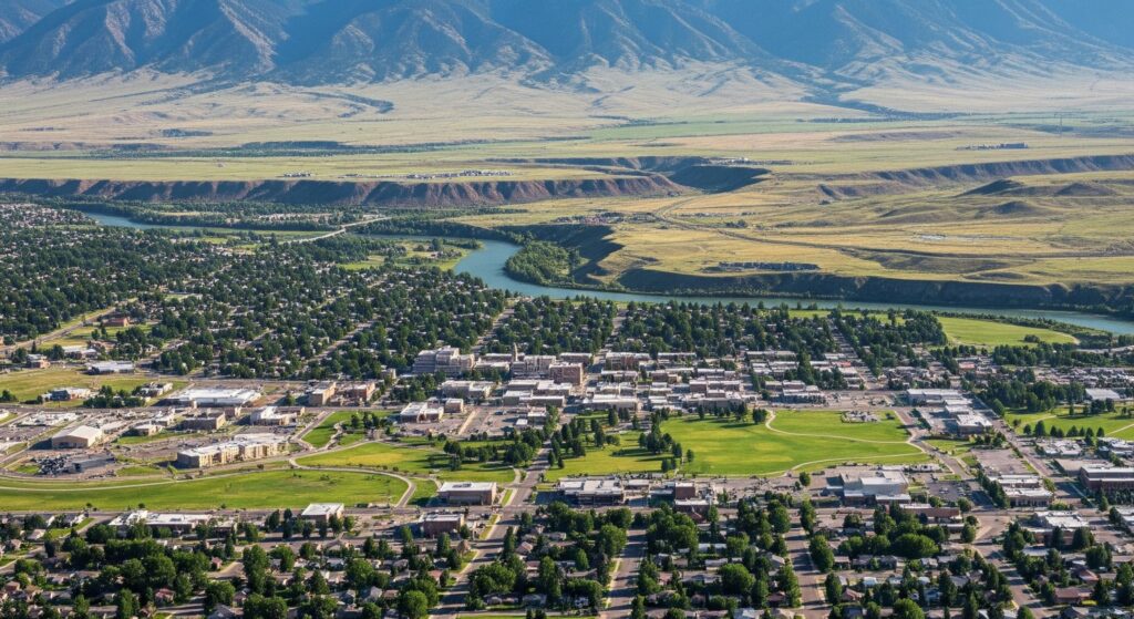 Wide shot of Laramie, WY