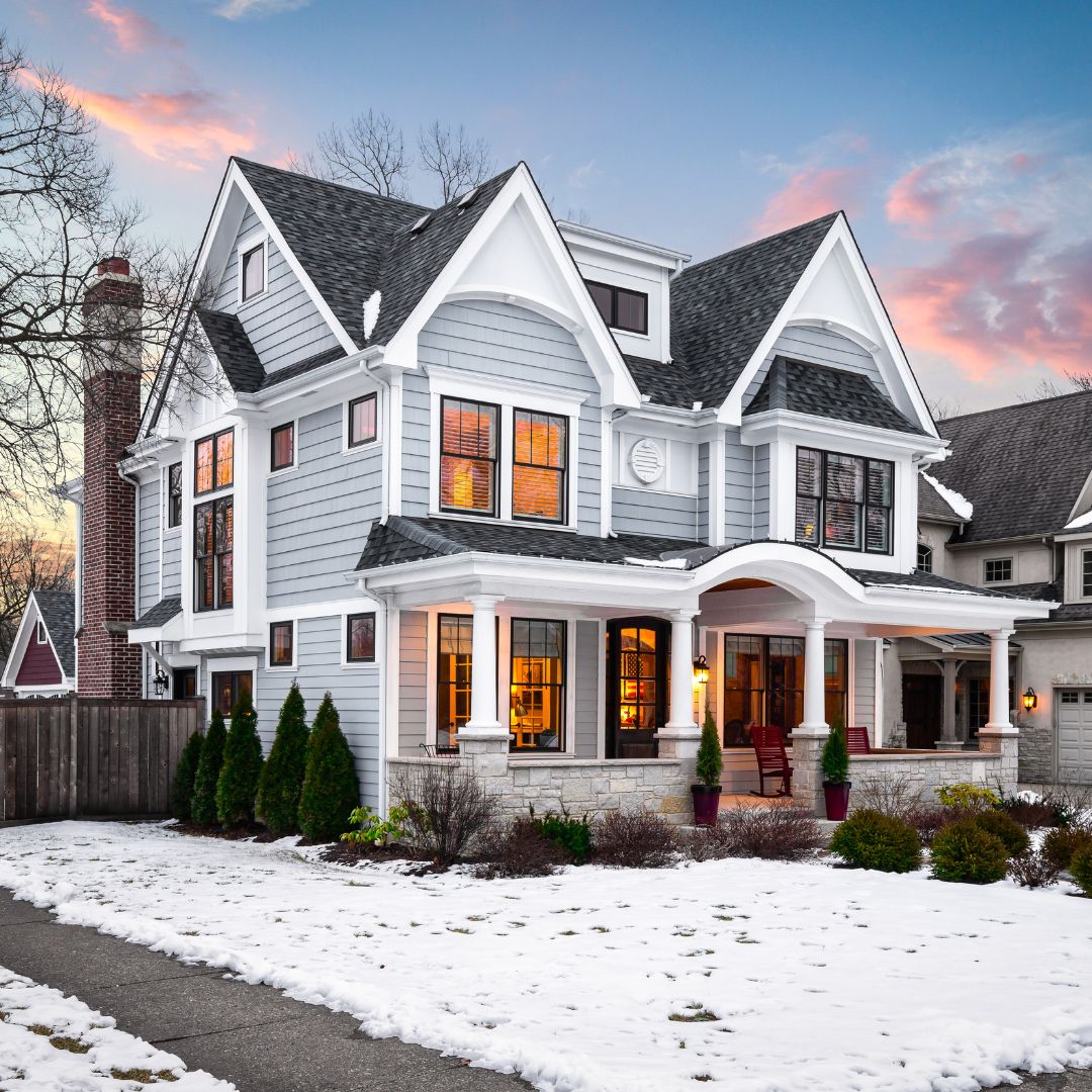 large house in snow